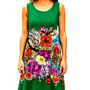 Bonita Large Women's Sleeveless Green Maxi BOHO Sun Dress Miss Size 12 14 L